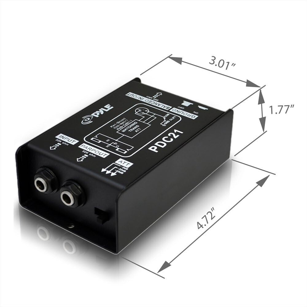 Pyle Premium Direct Injection Audio Box - Passive DI Unit Hum Eliminator ....