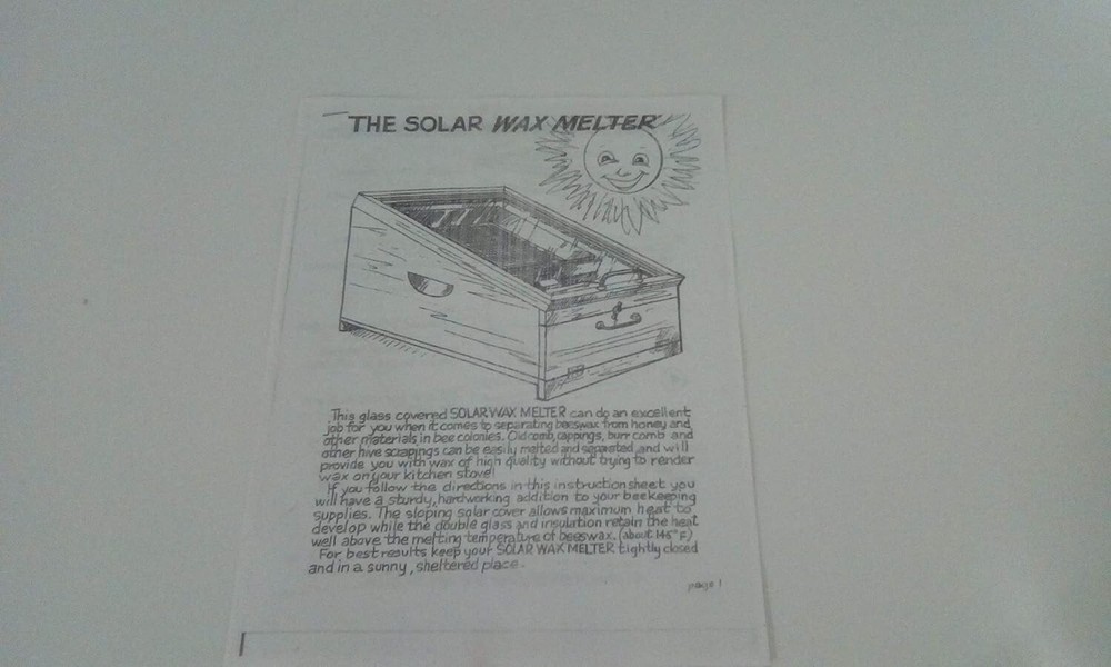 Beekeeping Bee Hive Solar Wax Melter Plans
