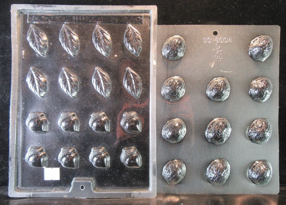 2 Naturalistic Chocolate Candy Sampler Walnut, Leaf, Acorn Molds