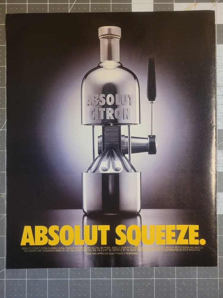 Large-Format Magazine Advertisement 1997 for ABSOLUT SQUEEZE