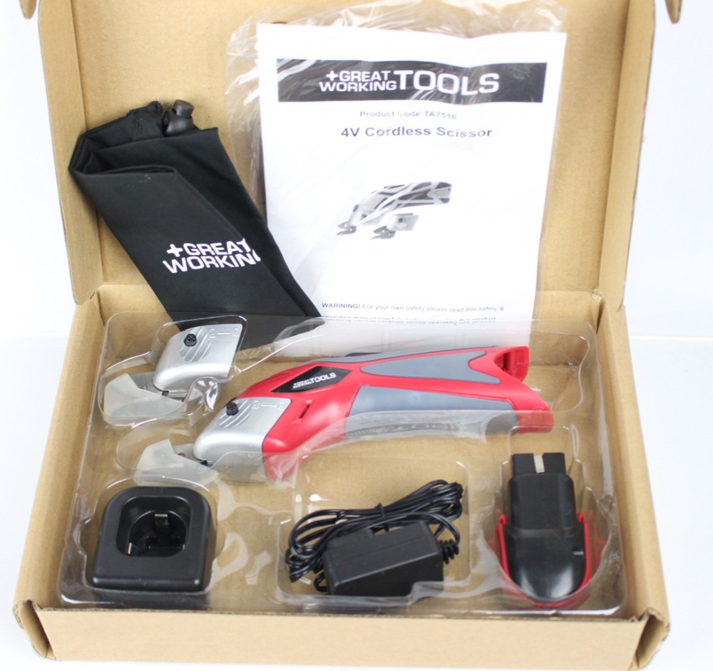 Great Working Tools Cordless Scissors Electric 4v Multipurpose W Bag Red New