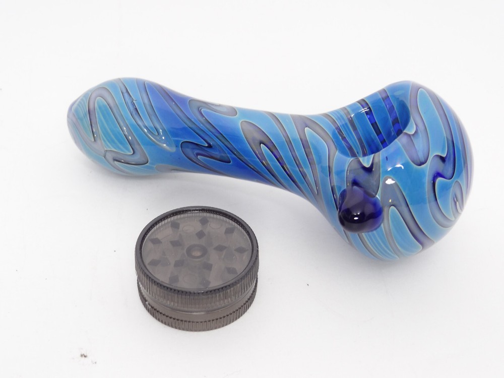 Heady Pattern Glass Hand Pipe – Unique Blue Color Pattern