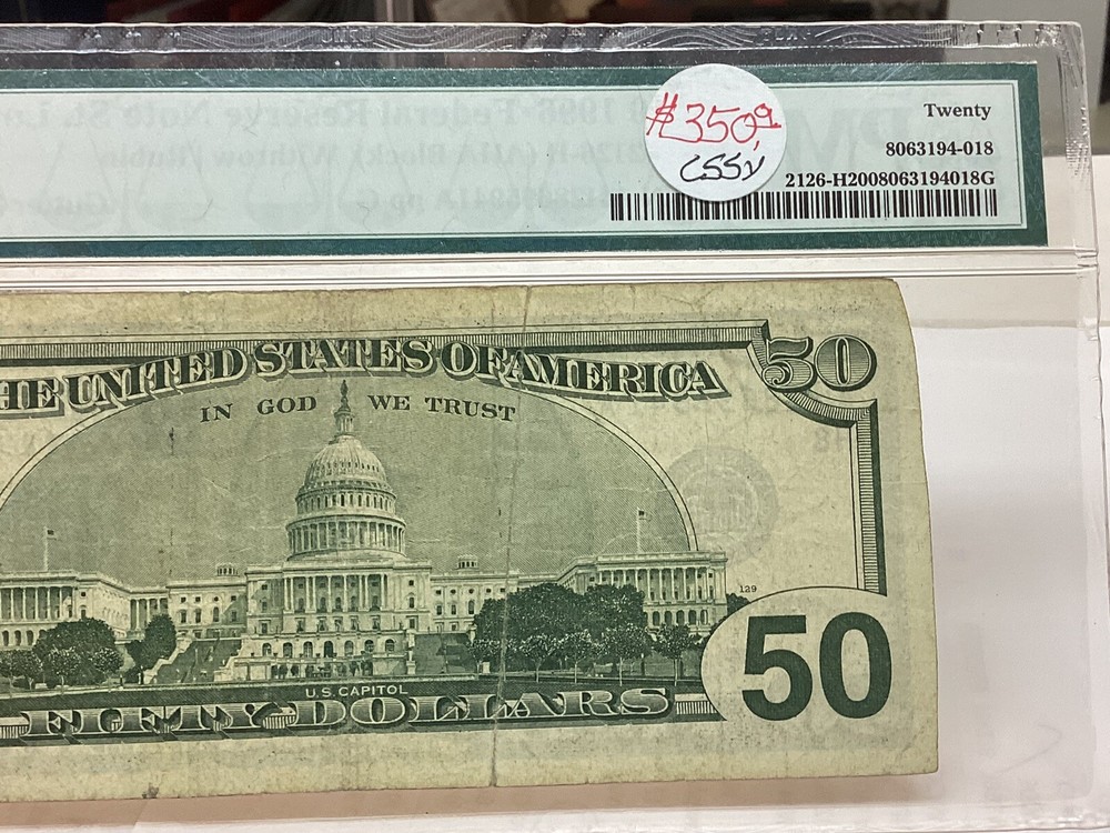 $50 1996 PMG 20 Gutterfold Error Fr#2126-H