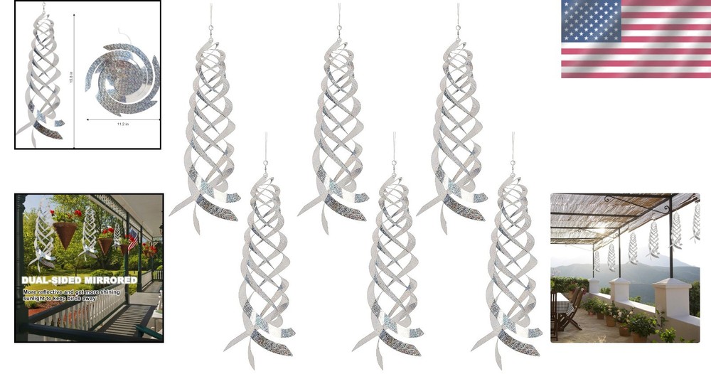 Creative 6-Pack Hanging Bird Deterrent Spinners - 15.8 Inch Decorative Solution