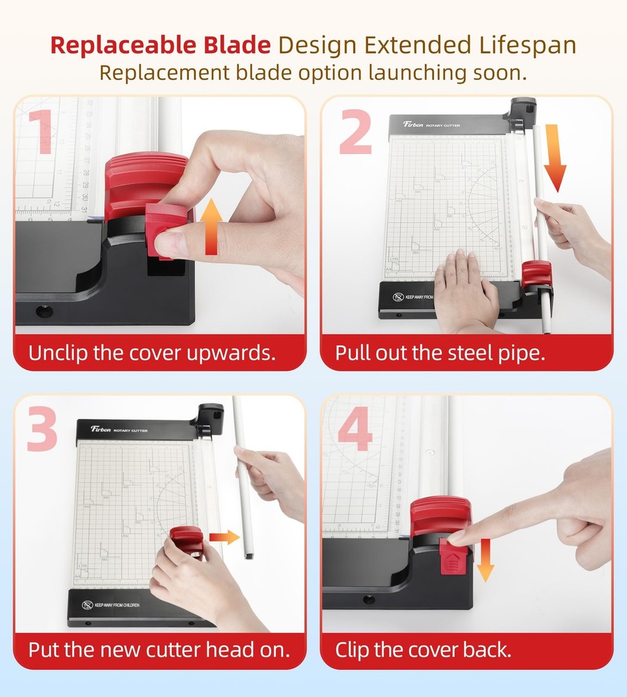 12" Rotary Paper Trimmer with Replaceable Blade, Heavy Duty 10-Sheet Capacity...