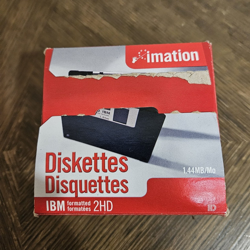 Imation 3.5” Diskettes 1.44 2HD IBM Format 24 Diskettes Open Box