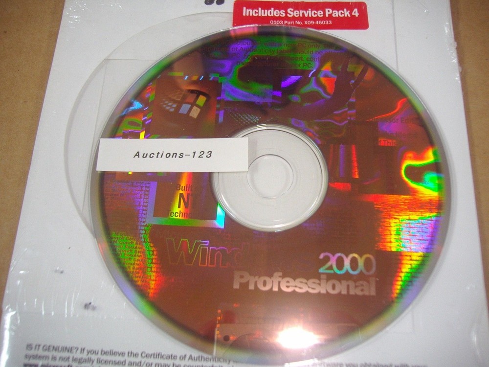 MICROSOFT WINDOWS 2000 PROFESSIONAL WITH SP4 FULL OPERATING SYSTEM MS WIN PRO