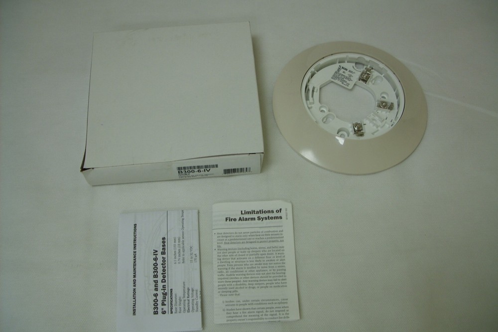 System Sensor B300-6-IV ~ 6" Detector Base Low-Profile Standard Flanged - Ivory
