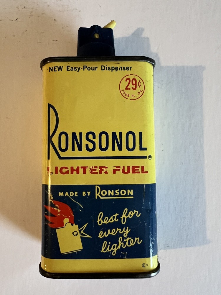 Vintage Ronsonol Lighter Fluid Tin 29 Cents EMPTY