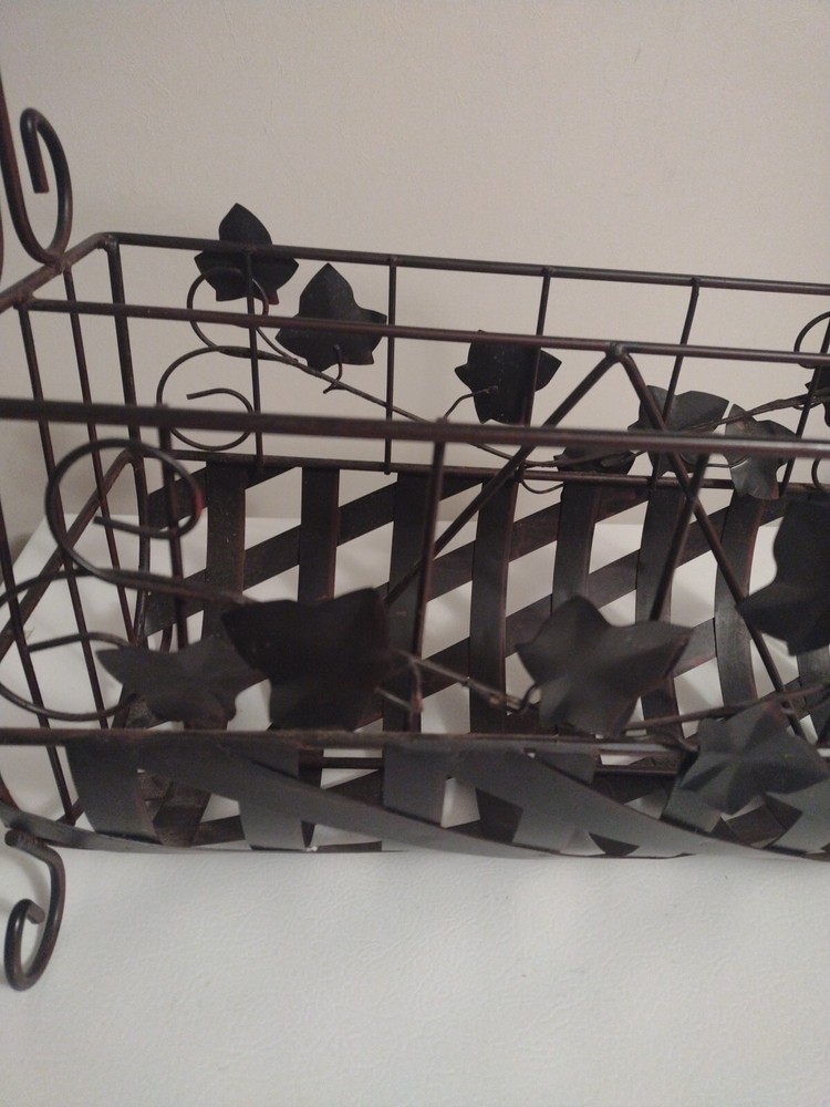 Vintage Wrought Iron Grapevine Magazine Rack