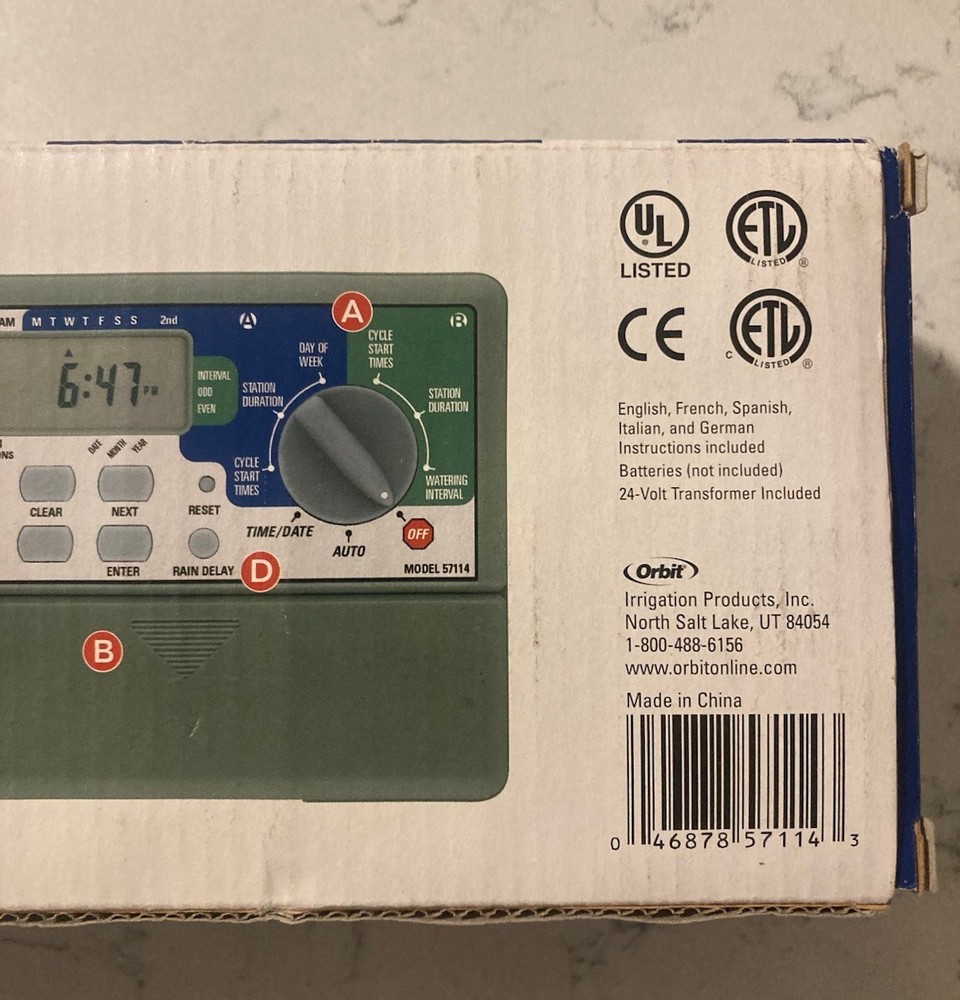 Orbit Water Master 4Station Automatic Sprinkler System Timer Model 57114-WT2X