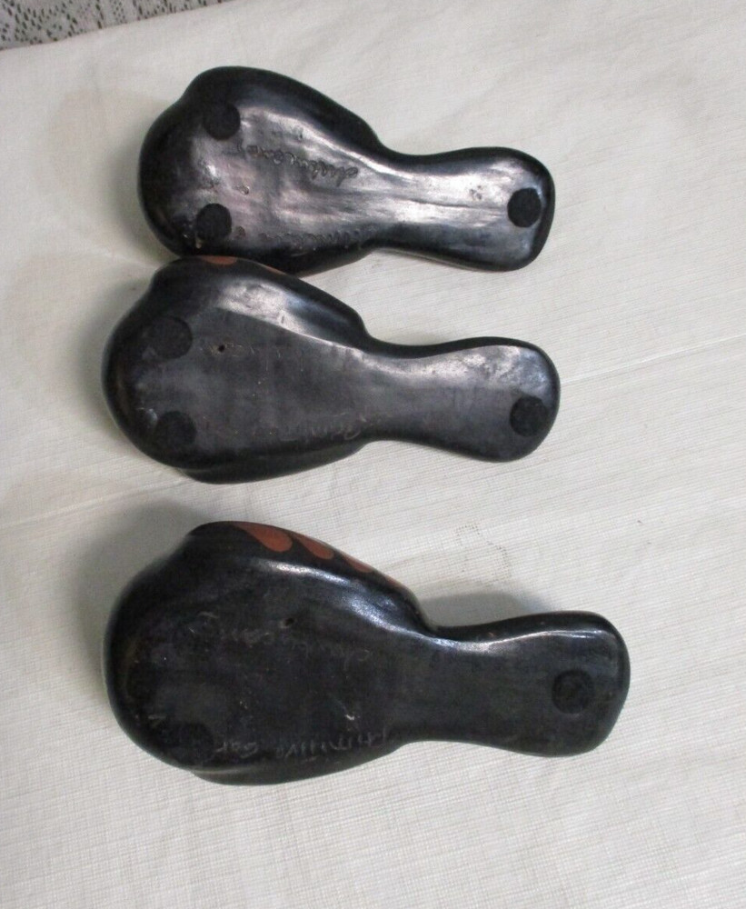 3 Chulucanas Peru Peruvian Pottery Signed - Art Pottery Birds