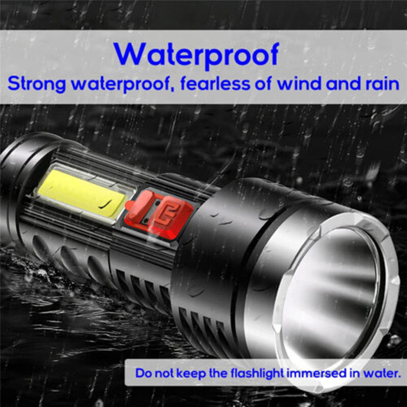 2 x 4 Mode Rechargeable Flashlights Super Bright Multi-Function COB Flashlight