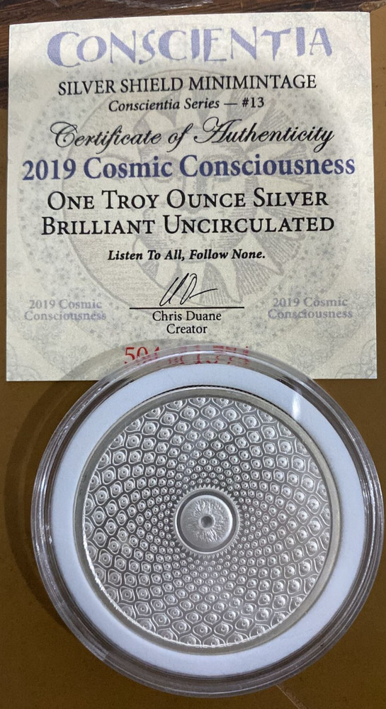 2019 1 oz silver Cosmic Consciousness BU Silver Shield Conscientia #13