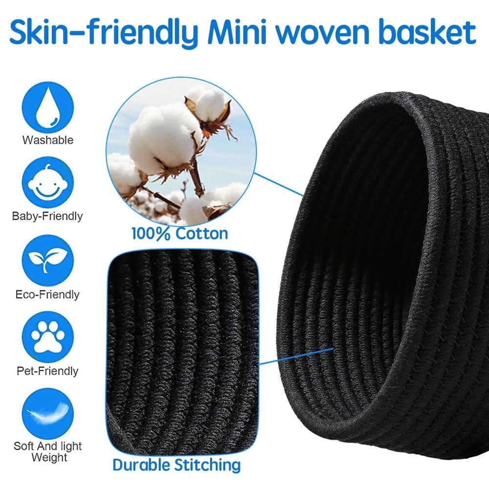 Hispqser Small Woven Basket, Mini Cotton Rope Storage, Gift Baskets Empty, Cu...