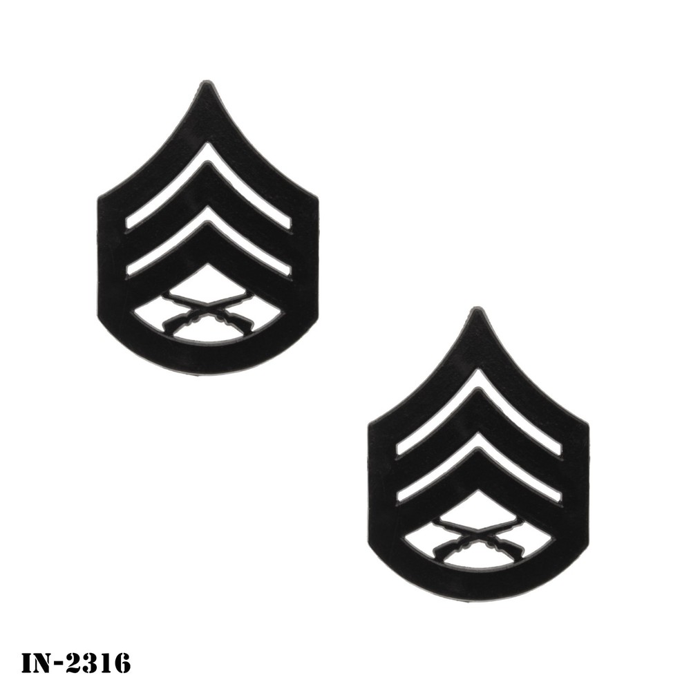 Marine Corps Chevron Pins ~ E6 Staff Sergeant ~ Black Plastic Subdued ~ NEW
