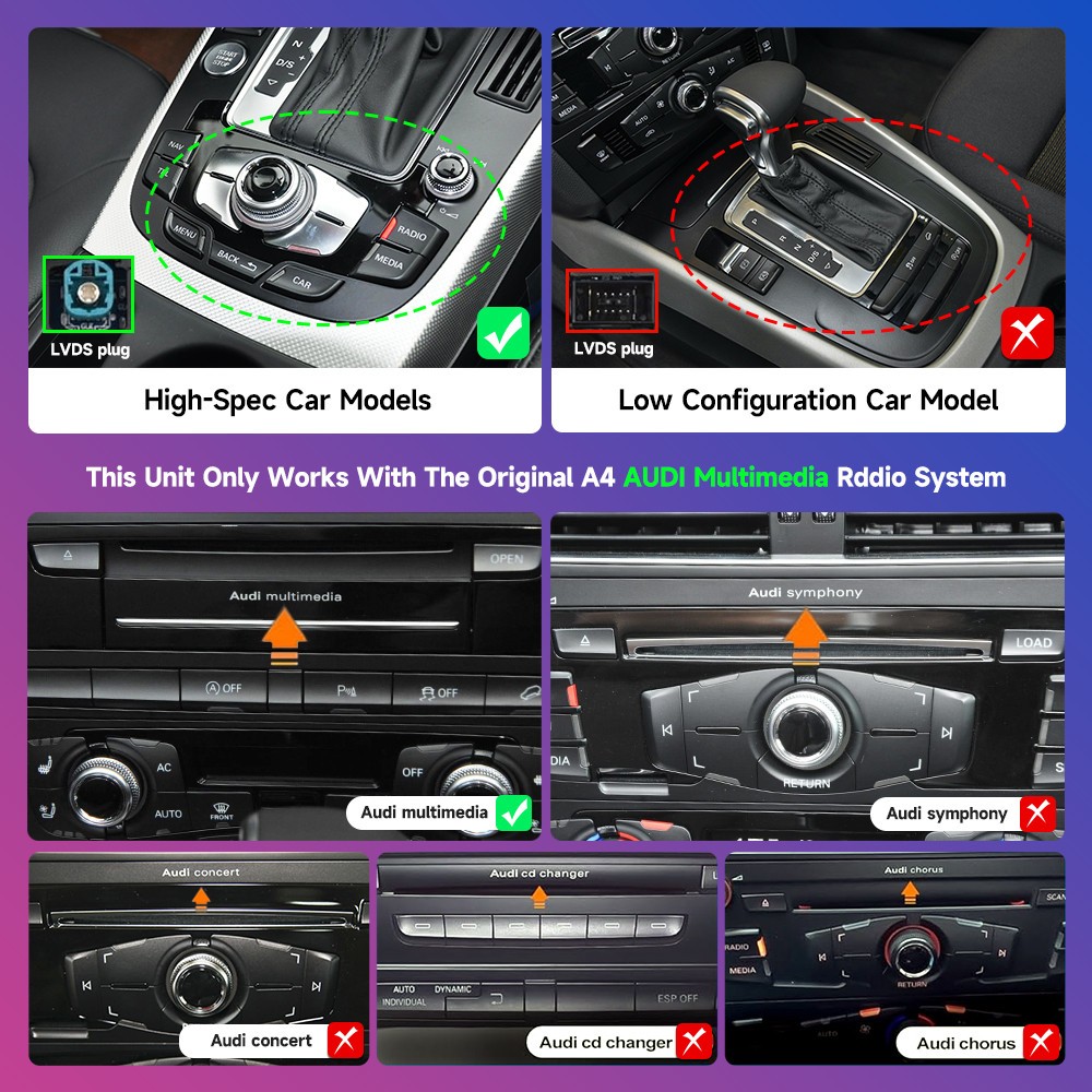 10.25 inch Android AUTO CarPlay For Audi A4 2009-2016 Multimedia Linux System