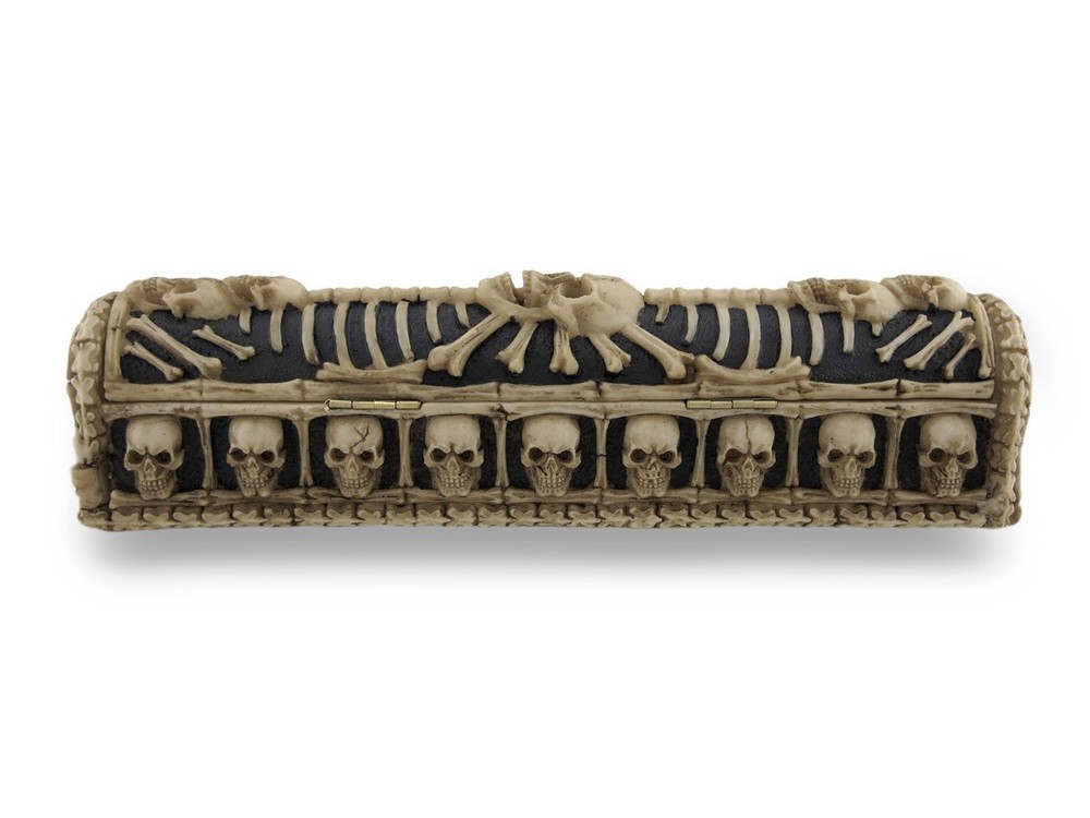 Scratch & Dent Skull and Bones Coffin Incense Burner Box with Storage
