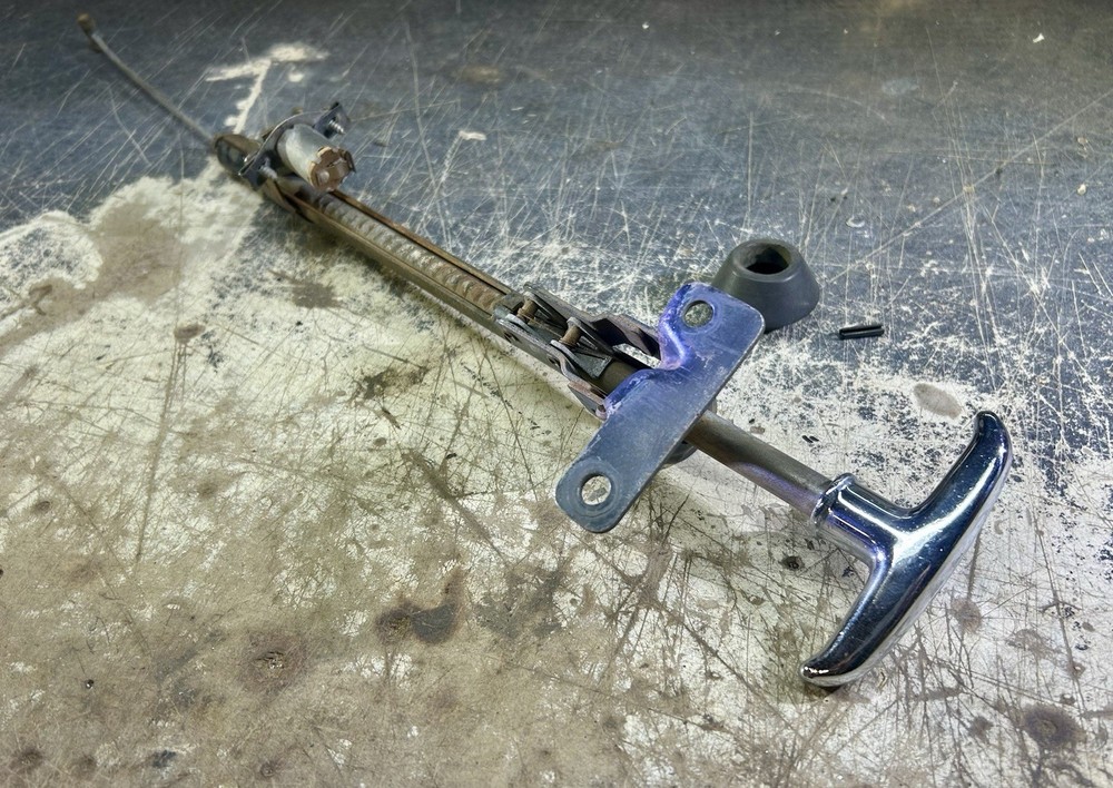 1955 CADILLAC DASHBOARD PARK BRAKE PULL HANDLE ASSEMBLY ( OEM USED ) A+ A+ A+