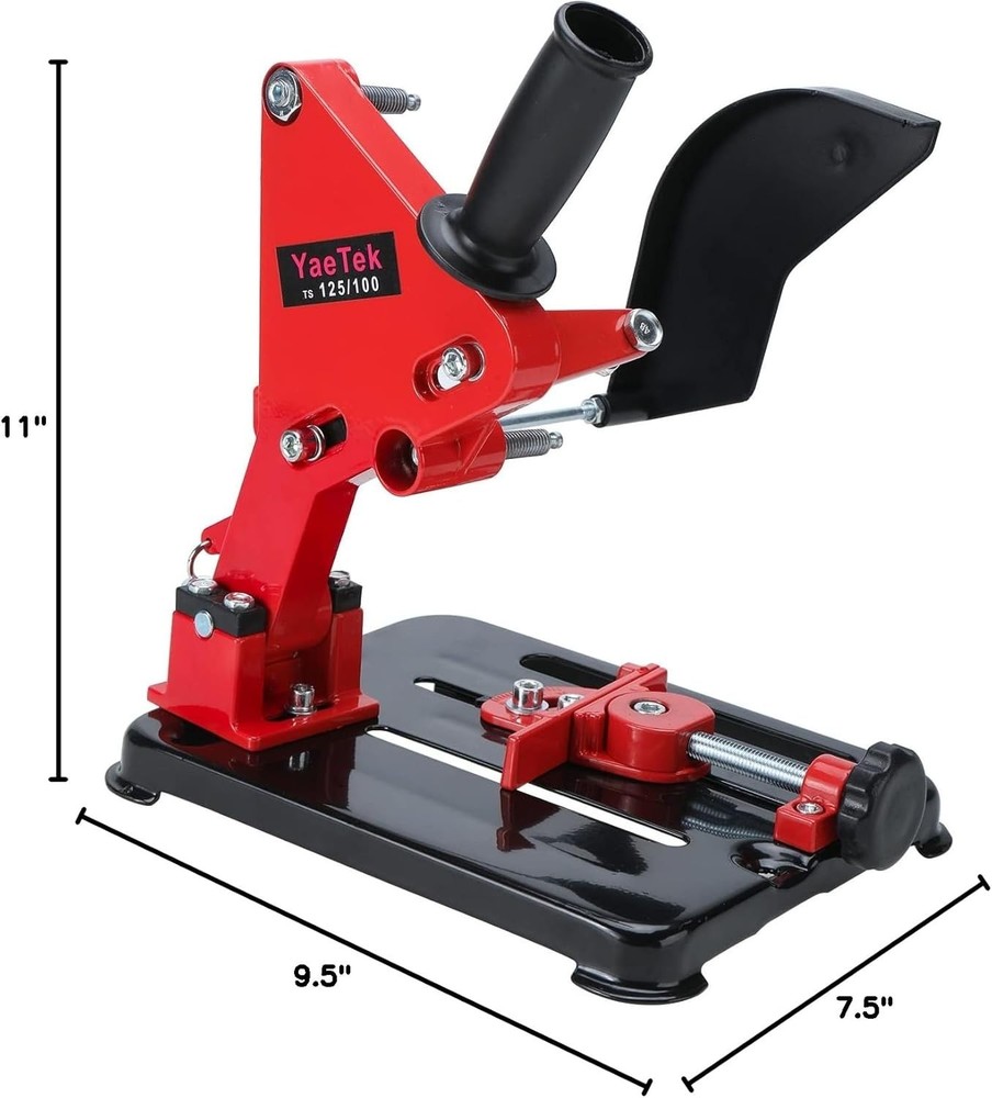 Cast Iron Angle Grinder Stand for 4"-5" Grinders - Red, Adjustable Angle