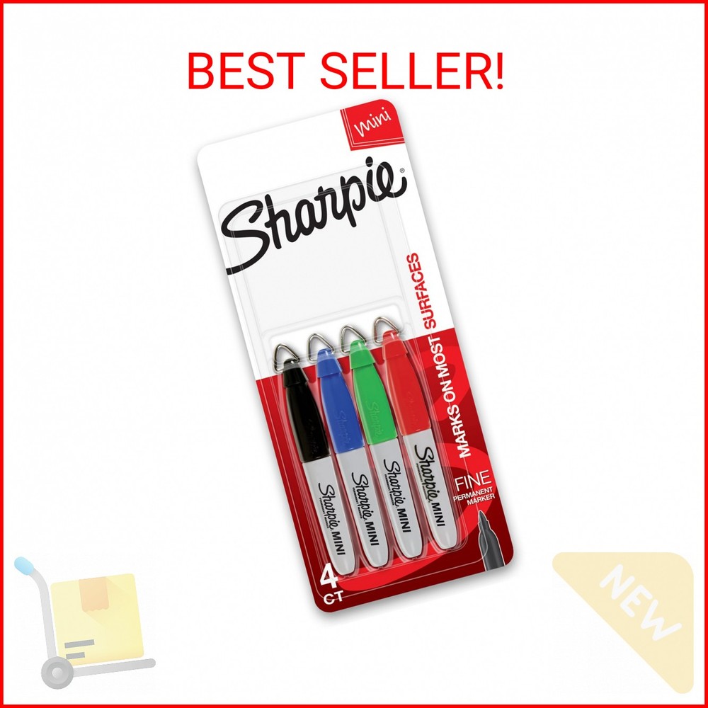 Sharpie Mini Permanent Markers, Fine Point, Assorted Colors, 4 Count