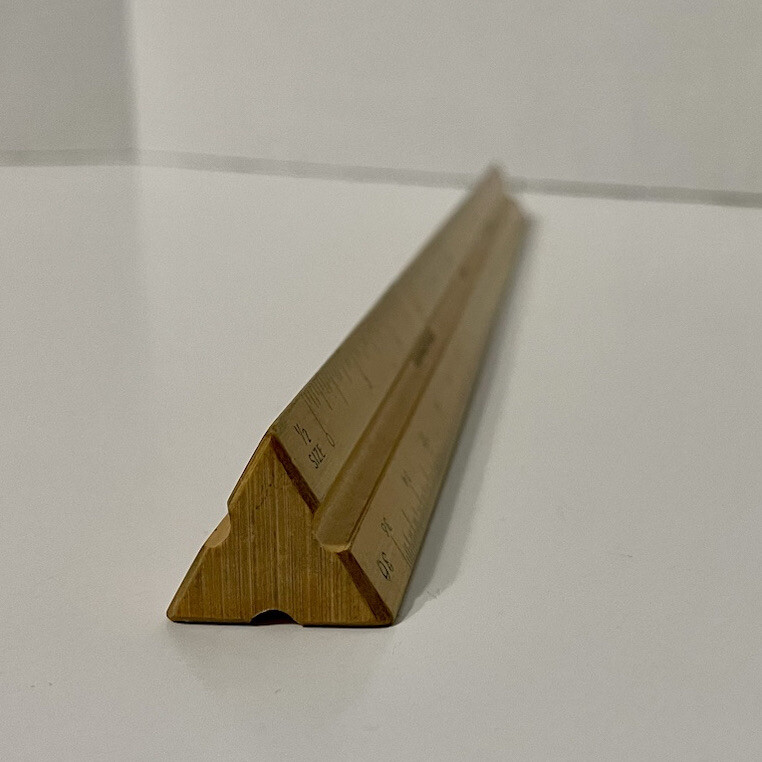 U.S. ST'D Triangular Engine Divided Wood Ruler Made in West Germany Vintage