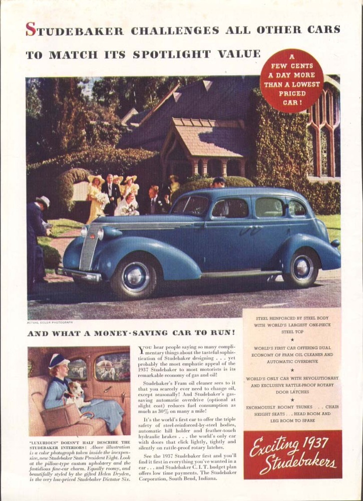 Challenges all to match its value Studebaker ad 1937