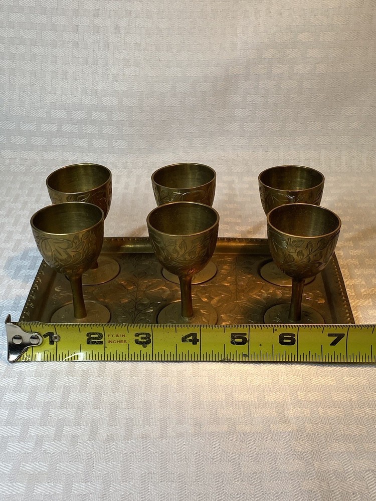 Brass Cordial- Sherry Set With Tray