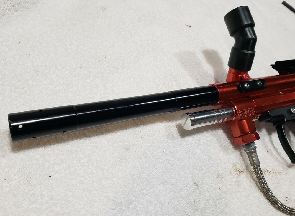 SHARP Red Java Spyder Compact Semi Auto Paintball Gun and Barrel WORKS GREAT