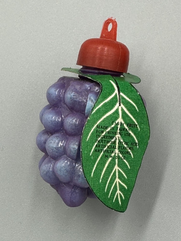 c 1980 Fruit CANDY POWDER Container Vintage Grape Strawberry