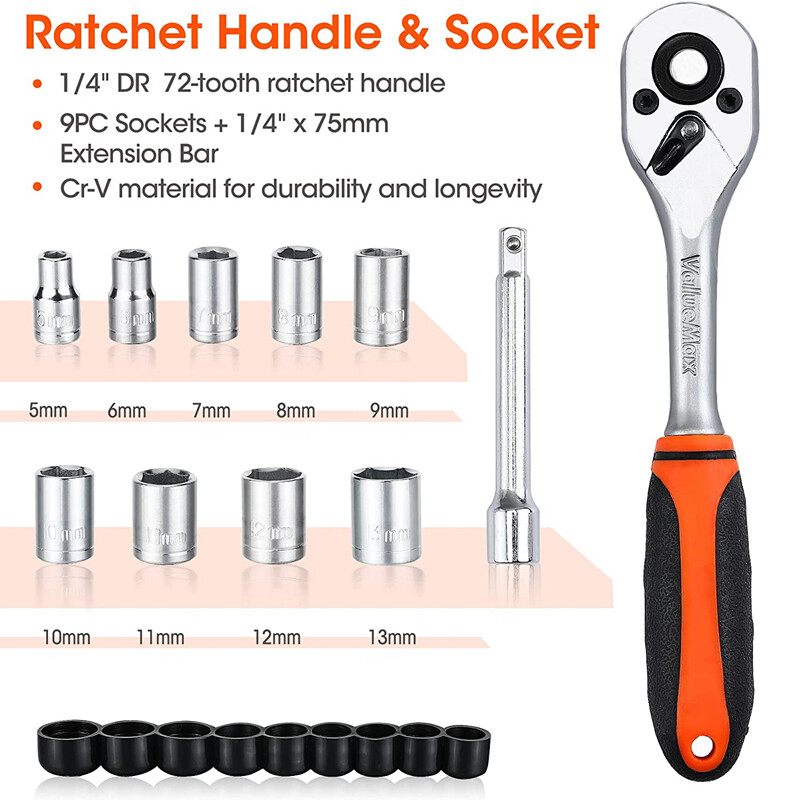 Home Repair Hand Tool Kit Basic Mechanic Tools Set w/Carrying Tool Bag 322/219PC