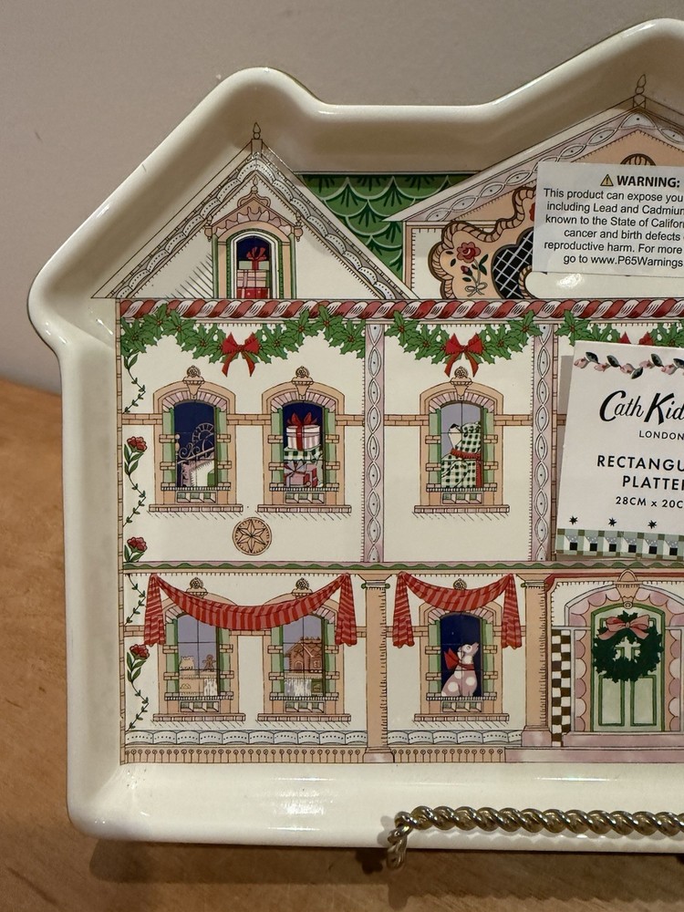 Cath Kidston Christmas Doll House Rectangular Platter 11" Stoneware Tray NWT