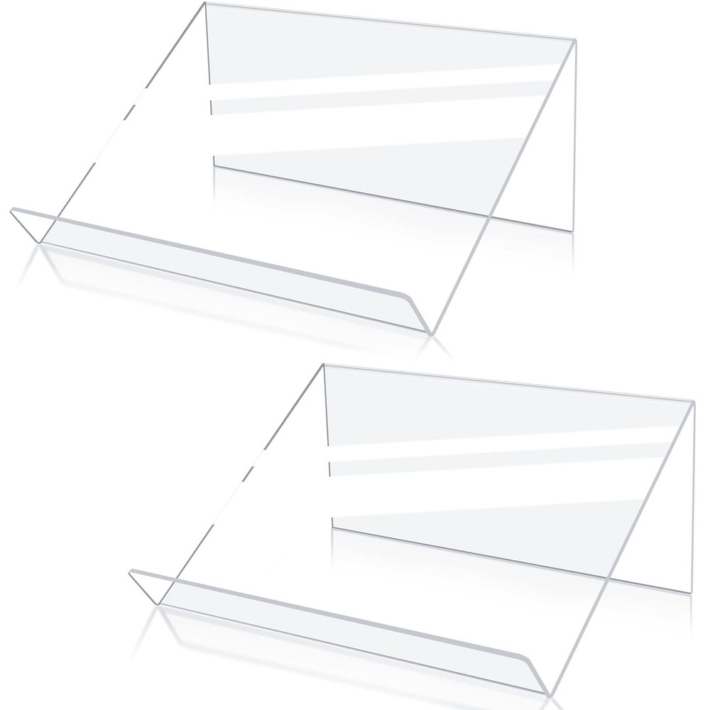 Book Stands for Display, 2 Pack Slightly Elevated Clear Acrylic Book Display ...