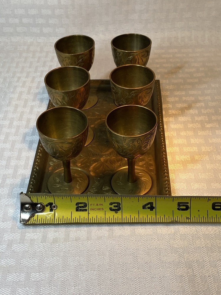 Brass Cordial- Sherry Set With Tray