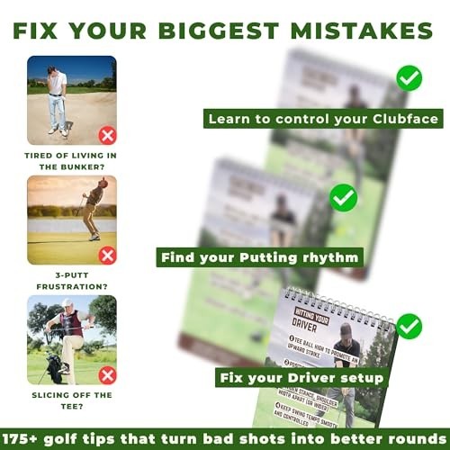 Waterproof Golf Cheat Sheets - 175+ Tips Pocket Guide for Beginners & Mid-Handic