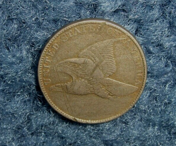 RARE 1858 LARGE LETTERS WEAK DATE FLYING EAGLE SMALL CENT COIN-WEAK STRIKE!
