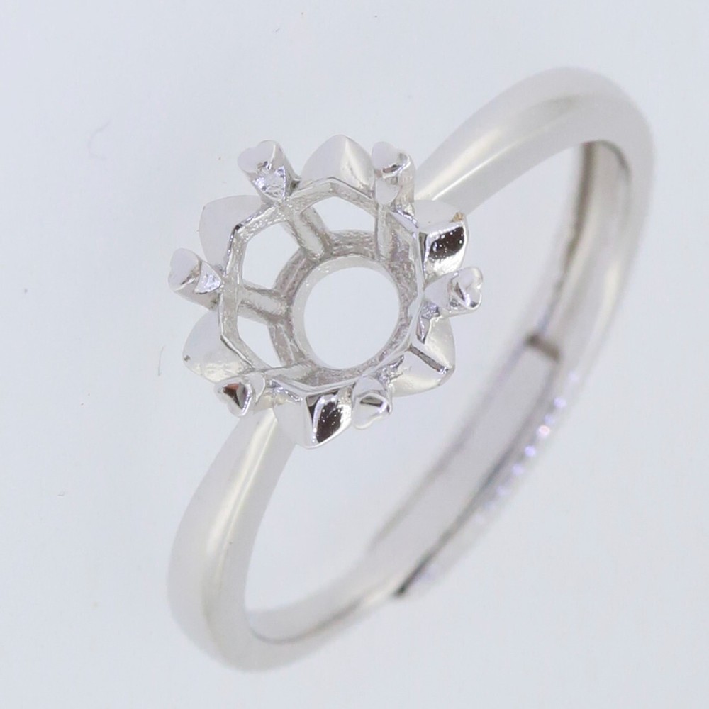Sterling Silver Semi Mount Ring Setting Round RD 6.5mm Open Size Adjustable Size