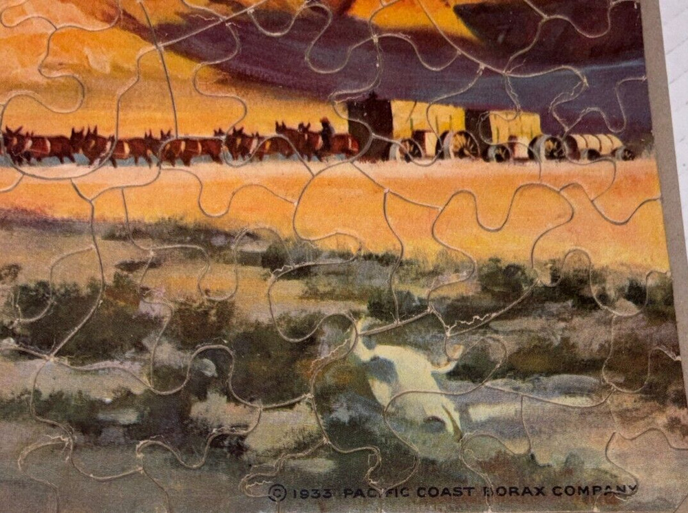 20 MULE TEAM, Advertising Jigsaw Puzzle (Dated 1933, Complete, VG Condition)