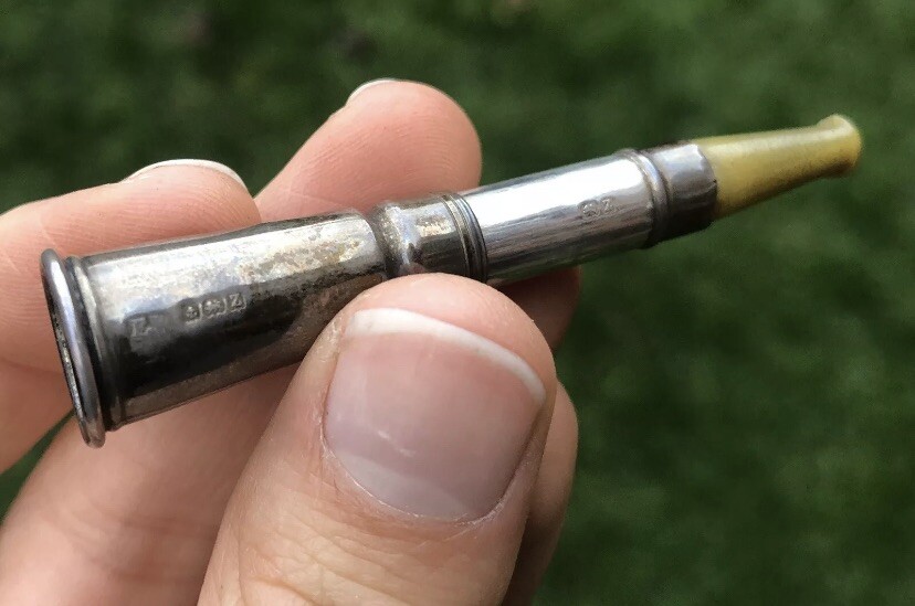 Sterling Solid Silver Hallmarked Hunting Bugle Horn Cigarette Cheroot Holder