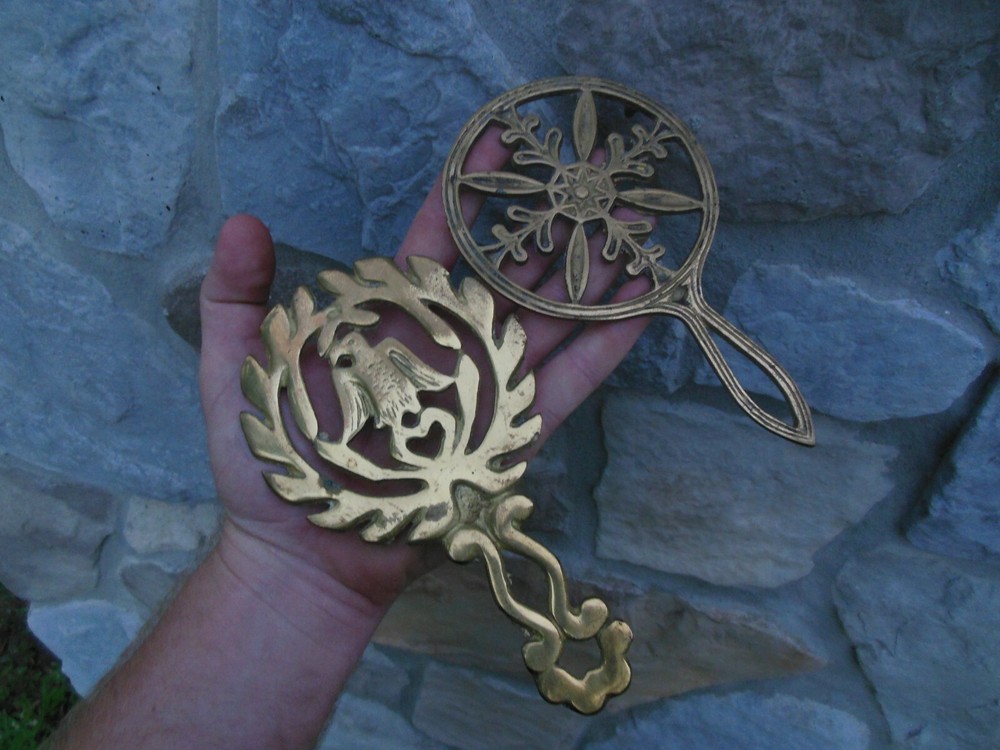 Vintage Japan 7" Solid Brass Trivets Cookware American Eagle