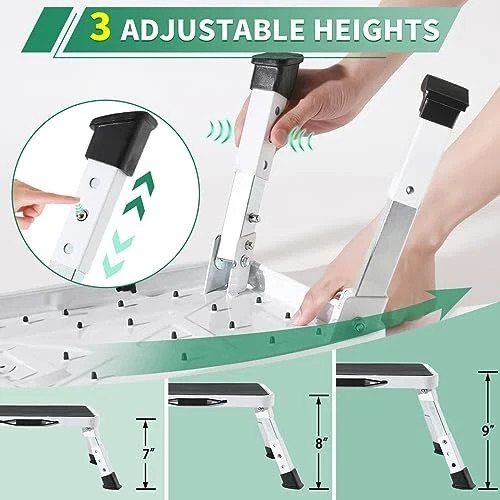 Adjustable Folding One Step Stools for Adults Heavy Duty Metal Step Stool for...