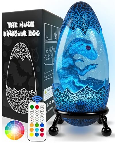 LED Dinosaur Egg Night Light with Remote Control 13 Color Dinosaur Lamp
