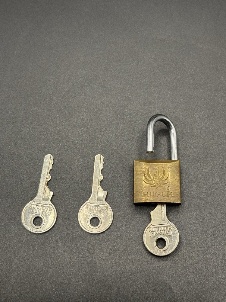 Ruger Brass Gun Lock Mini-Lock Padlock with 3 Replacement Keys