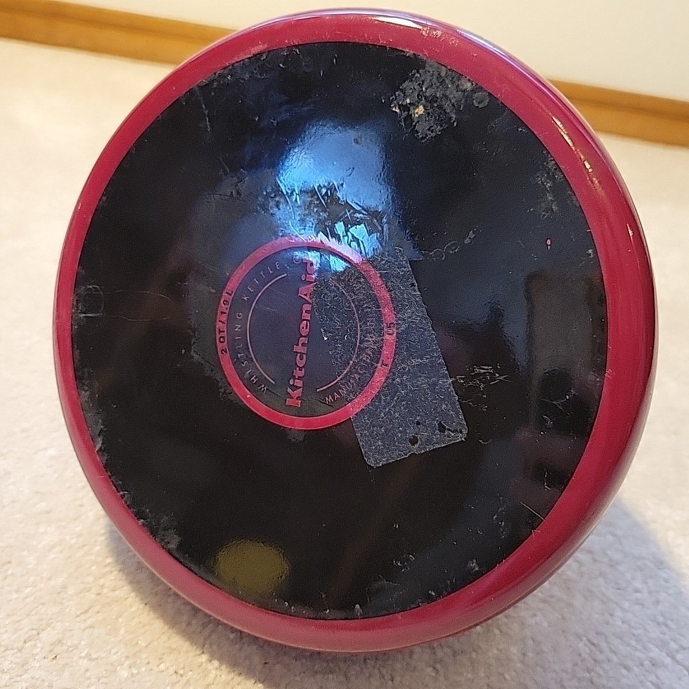 KitchenAid 2 Quart Whistling Tea Kettle Pot Red Enamel