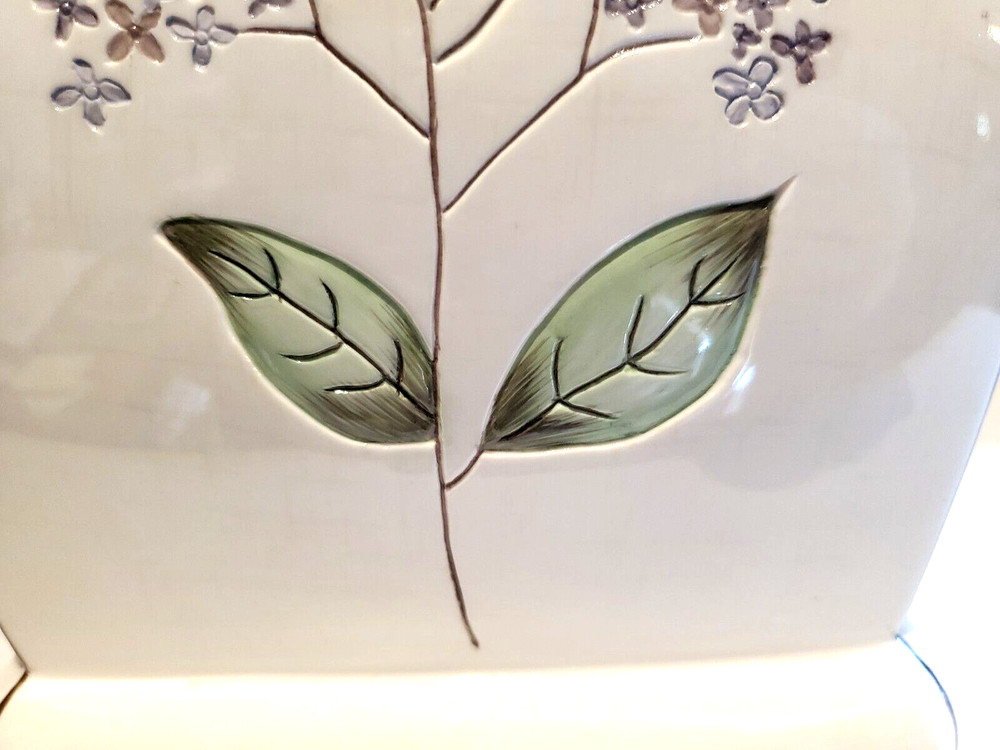 kohls Tissue Box Cover Heather Flowers 5.75"