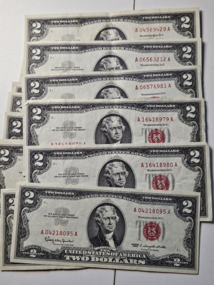 1963 $2 Red Seal Note Very Lightly Circulated AU
