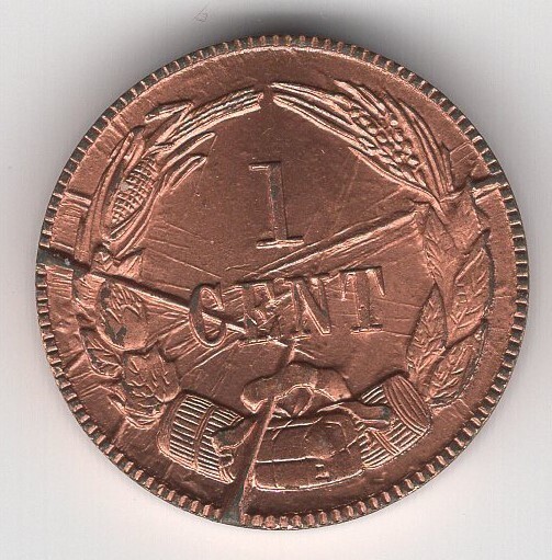 1861 Confederate Cent Civil War Bashlow ret from original Confederate dies