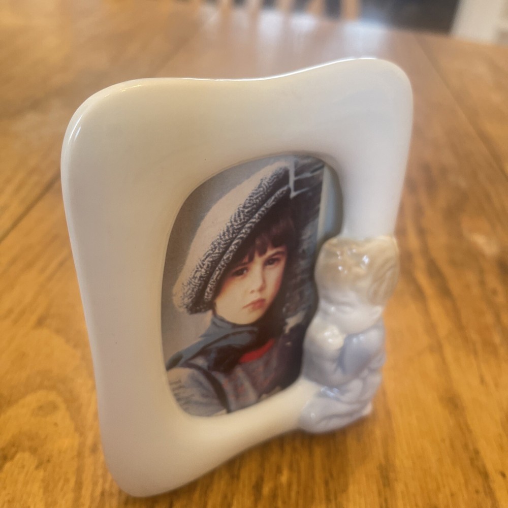 Small 5x4” Ceramic Frame With Small Boy Wearing Blue Shiah Yih