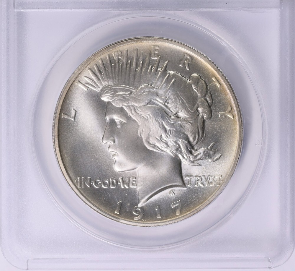 1917 Peace Dollar Daniel Carr Broken Sword Overstrike Token ANACS MS 69