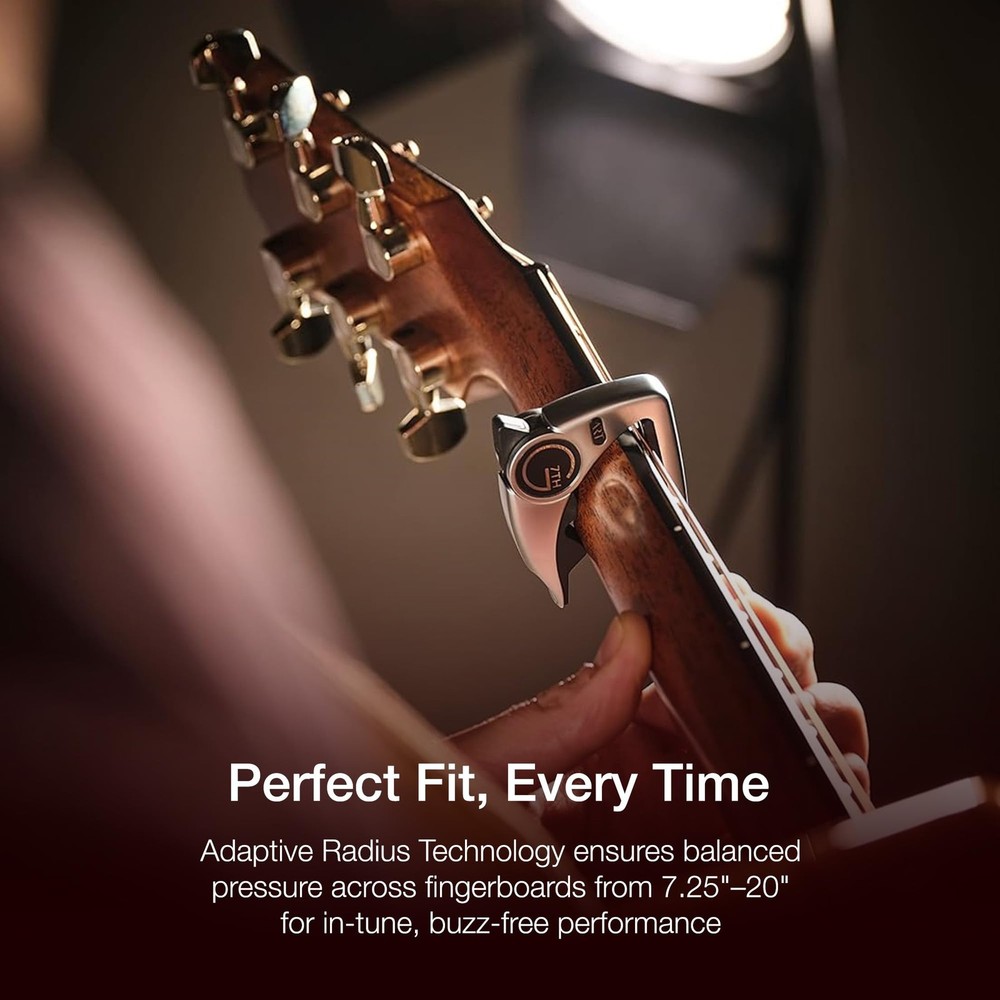 Performance 3 Guitar Capo - Steel String Silver - 52mm - Adaptive Radius Tech...